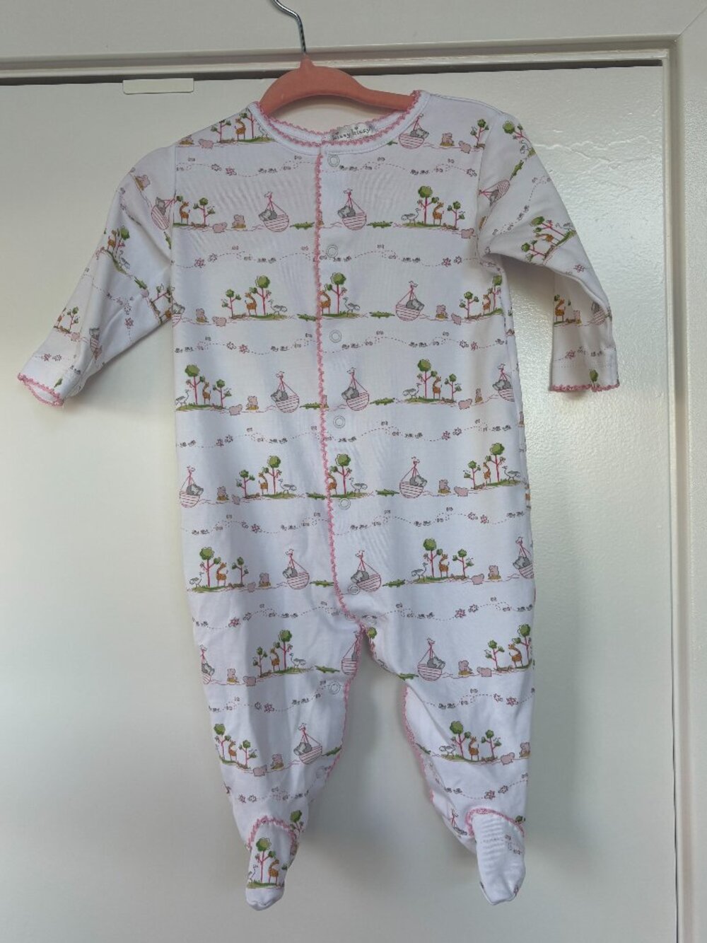 Kissy Kissy Safari Animals Hot Air Balloon Pink Trim Footie Sleeper, 6-9 Months